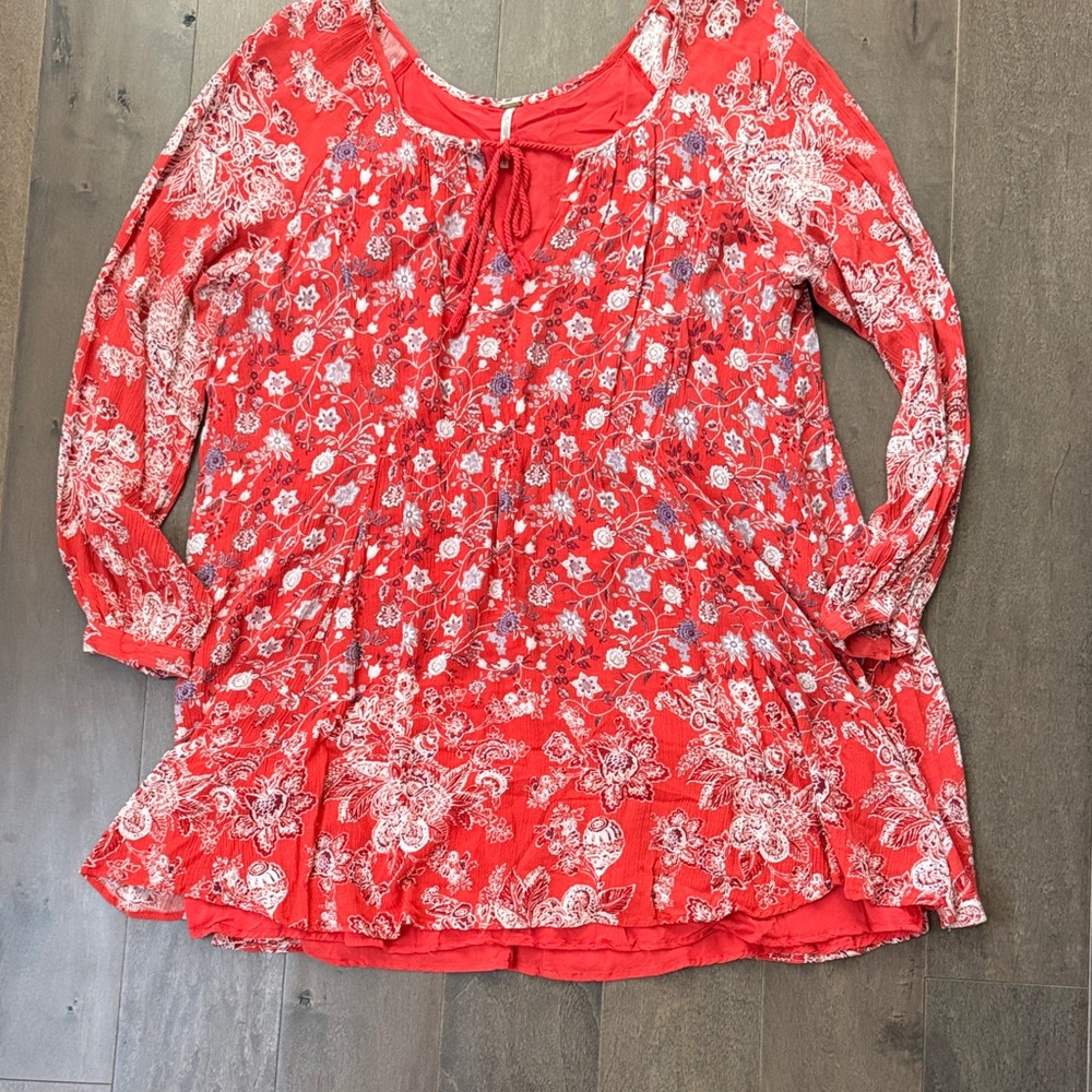 Free People Lucky Loosey Blood Orange Boho Dress